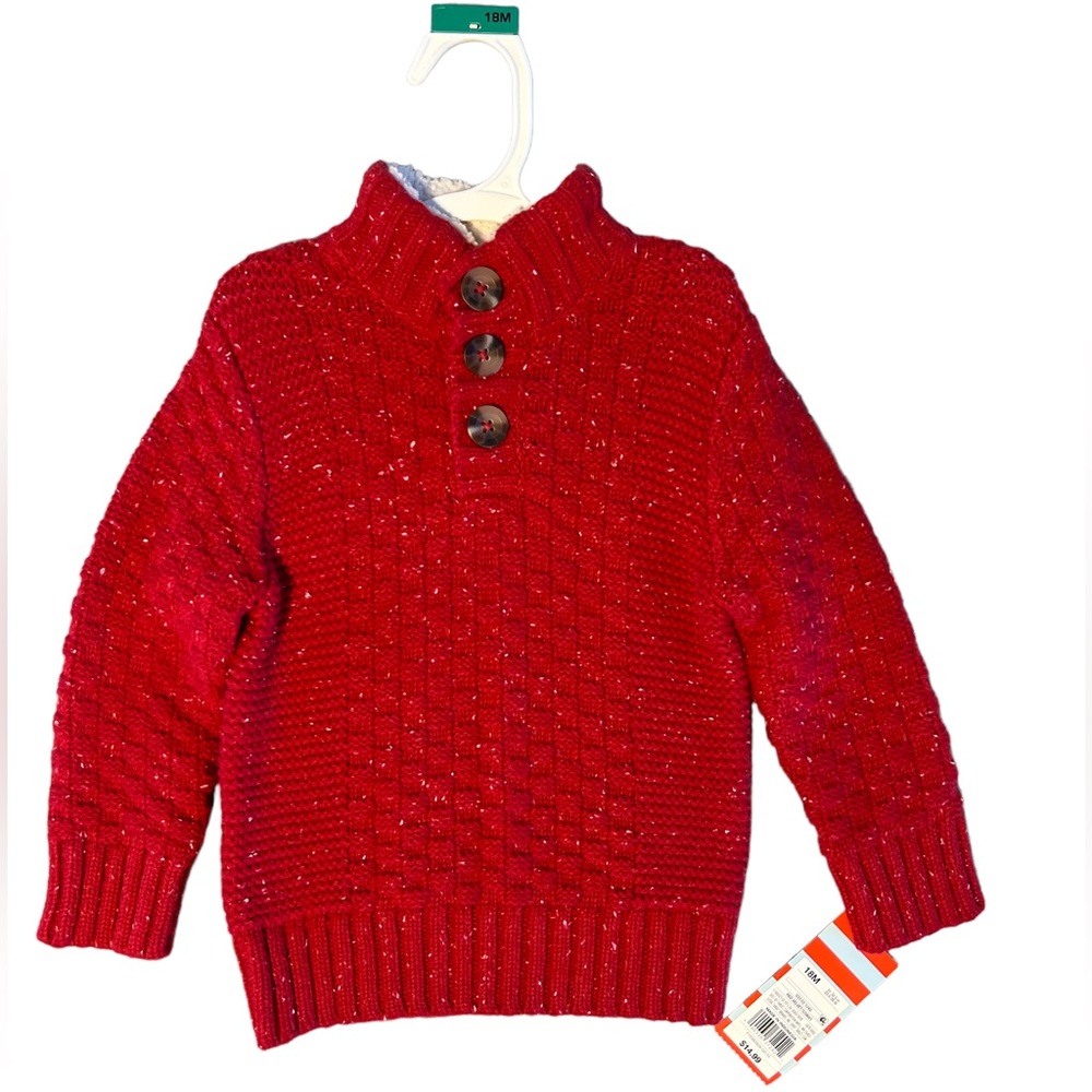 Boys' Textured Mock Neck Sweater 18M